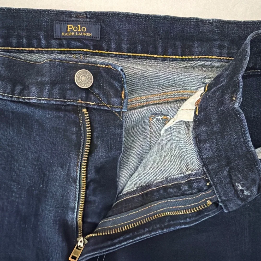 Polo Ralph Lauren Varick Slim Straight Jeans Mens 38x31 Dark Indigo Blue Stretch